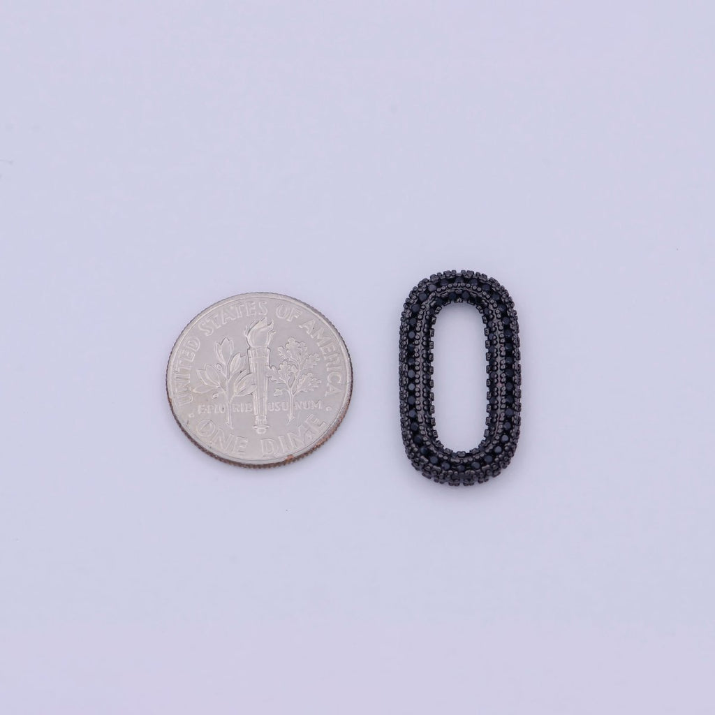 Black Cz Necklace Enhancer Clasp Oval Link K-041 - DLUXCA