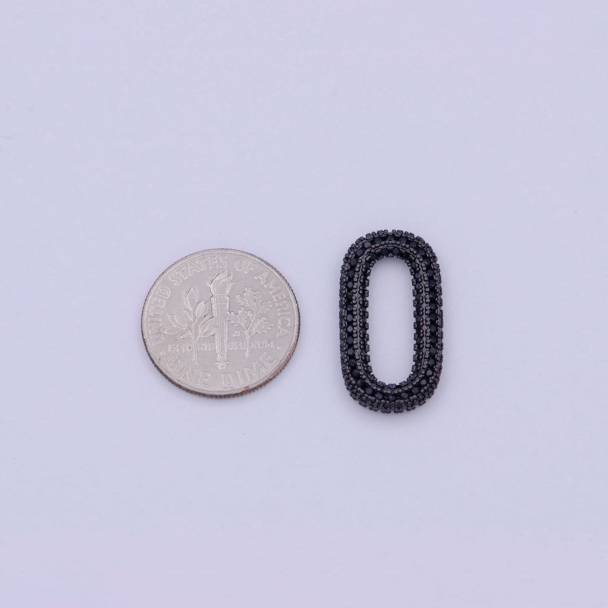Black Cz Necklace Enhancer Clasp Oval Link K-041 - DLUXCA