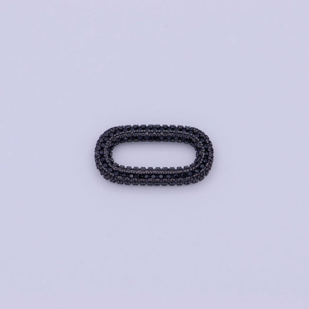 Black Cz Necklace Enhancer Clasp Oval Link K-041 - DLUXCA
