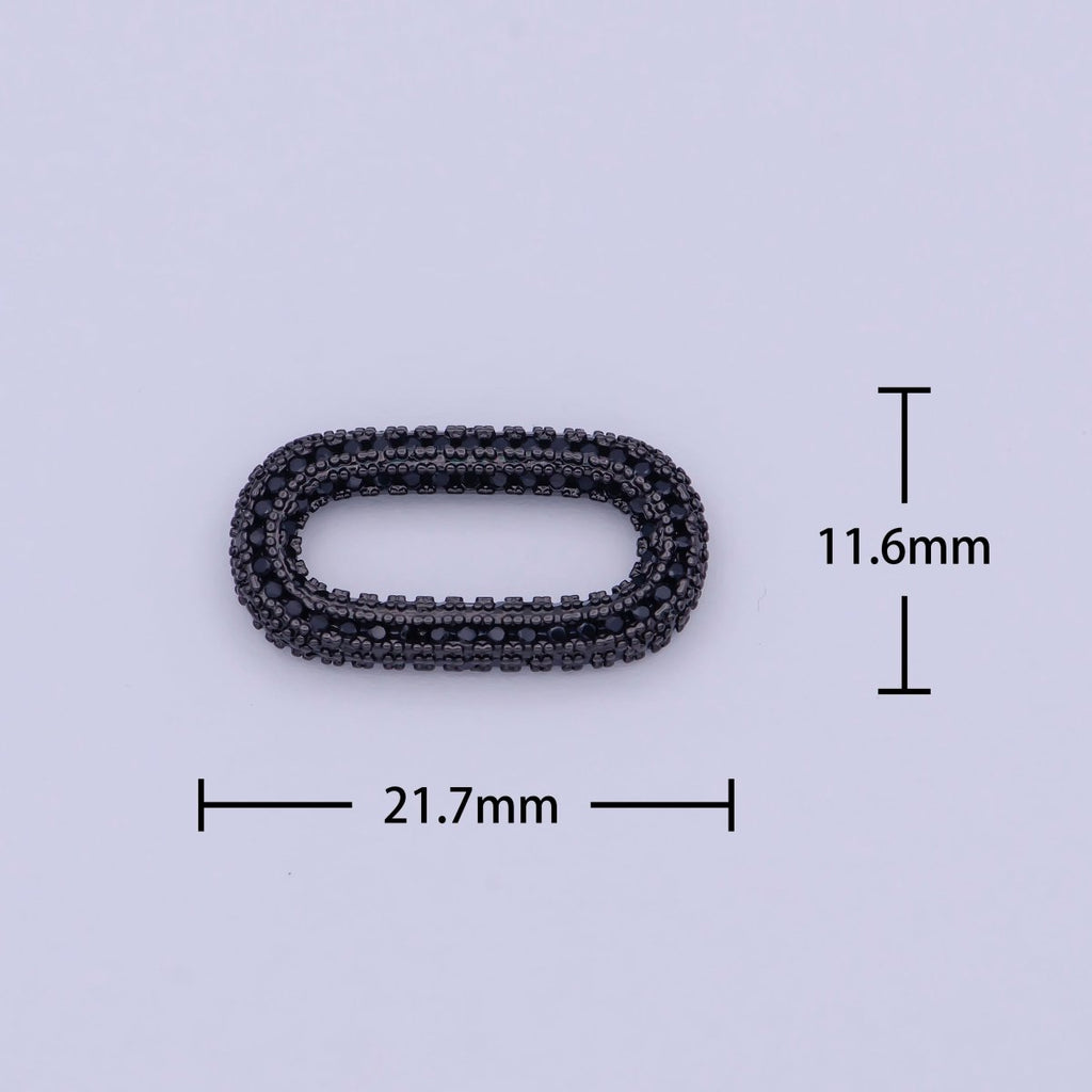 Black Cz Necklace Enhancer Clasp Oval Link K-041 - DLUXCA