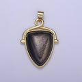 Black Onyx Pendant Shield Charm for Statement Necklace Jewelry H-144 - DLUXCA