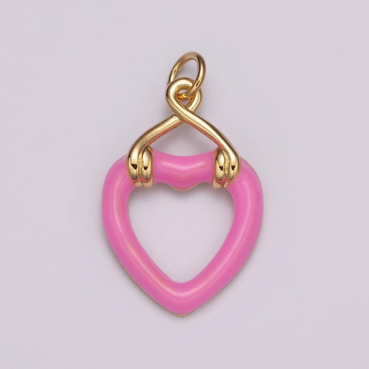 Black Open Heart Charms Enamel Colorful Hearts Black White Pink Green on Gold plated for Bracelet Earring Necklace Charm E-697-E-700