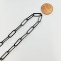 Black Paper Clip Chain, 15X5mm Gun Metal Plated Unfinished Chain, For Jewelry Necklace, Anklet, Bracelet Component | ROLL-205 Clearance Pricing - DLUXCA