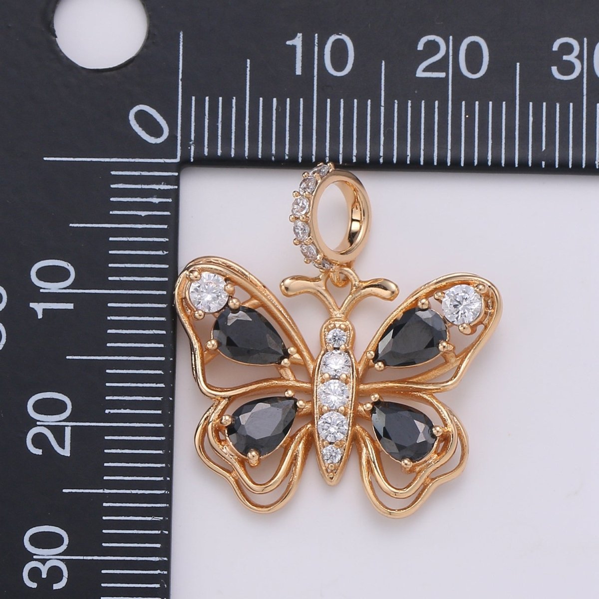 Black Rose Gold Butterfly Gold plated Pendants J-106 - DLUXCA