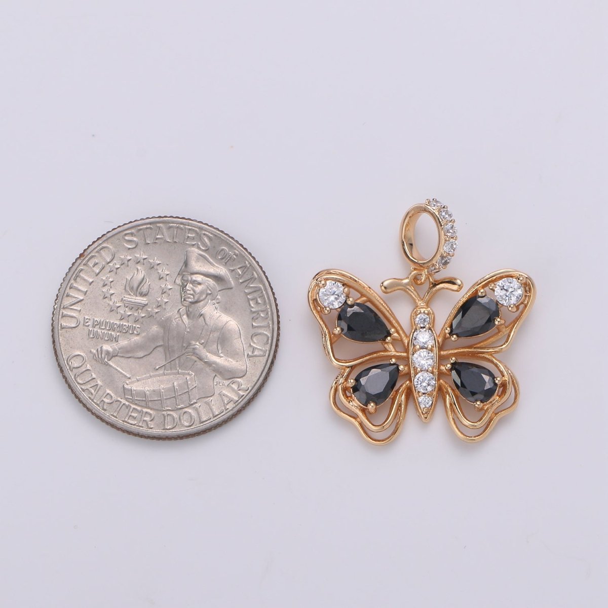 Black Rose Gold Butterfly Gold plated Pendants J-106 - DLUXCA