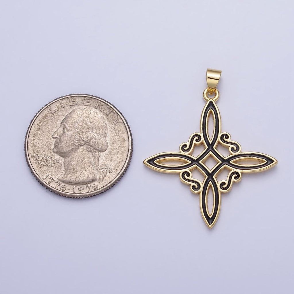 Black White Enamel Celtic Woven Necklace Pendant Gold Celtic Eternity Knot Cross Pendant AA149 AA150