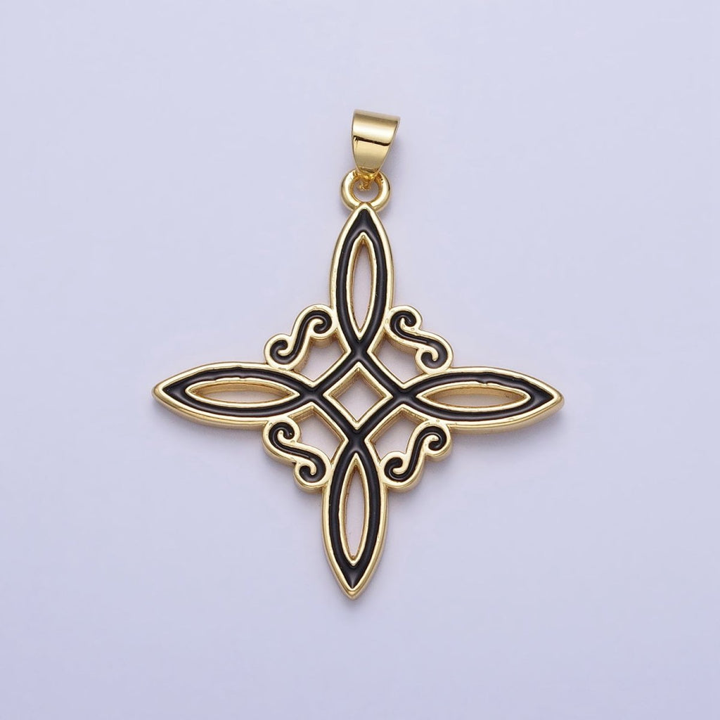 Black White Enamel Celtic Woven Necklace Pendant Gold Celtic Eternity Knot Cross Pendant AA149 AA150
