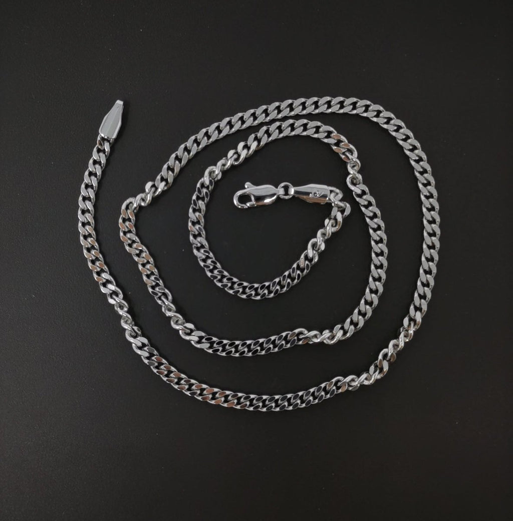 BLOWOUT 17.7 inch Curb Chain Necklace, White Gold plated Finished Necklace For Jewelry Making, 3.5mm Width Curb Necklace w/Lobster Clasps | CN-624 Clearance Pricing - DLUXCA