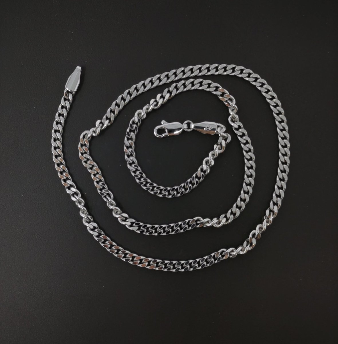 BLOWOUT 17.7 inch Curb Chain Necklace, White Gold plated Finished Necklace For Jewelry Making, 3.5mm Width Curb Necklace w/Lobster Clasps | CN-624 Clearance Pricing - DLUXCA