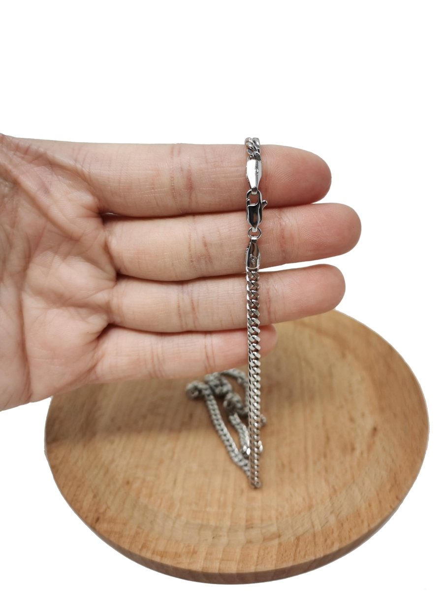 BLOWOUT 17.7 inch Curb Chain Necklace, White Gold plated Finished Necklace For Jewelry Making, 3.5mm Width Curb Necklace w/Lobster Clasps | CN-624 Clearance Pricing - DLUXCA