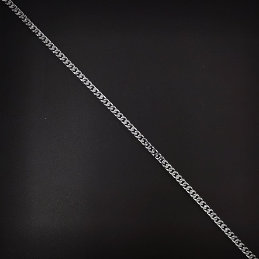 BLOWOUT 17.7 inch Curb Chain Necklace, White Gold plated Finished Necklace For Jewelry Making, 3.5mm Width Curb Necklace w/Lobster Clasps | CN-624 Clearance Pricing - DLUXCA