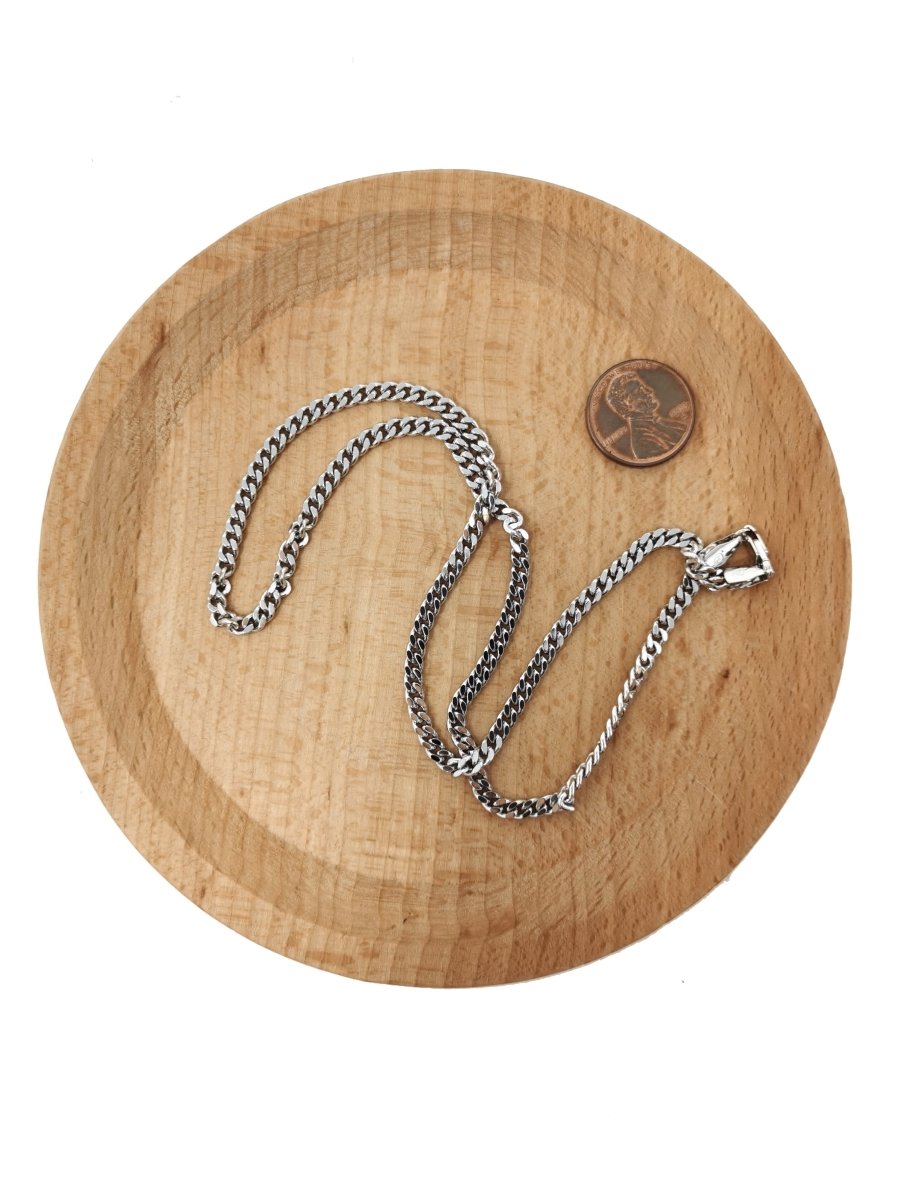 BLOWOUT 17.7 inch Curb Chain Necklace, White Gold plated Finished Necklace For Jewelry Making, 3.5mm Width Curb Necklace w/Lobster Clasps | CN-624 Clearance Pricing - DLUXCA