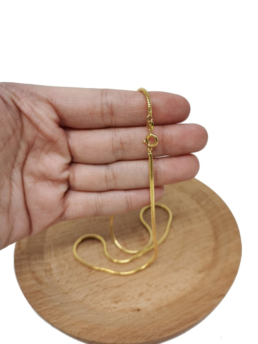 BLOWOUT 18 inch Ready To Use 24K Gold plated 1mm Cocoon Snake Spring Ring Necklace | CN-461 Clearance Pricing - DLUXCA