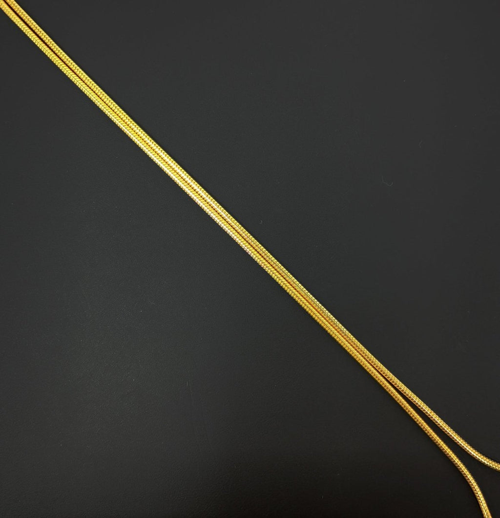 BLOWOUT 18 inch Ready To Use 24K Gold plated 1mm Cocoon Snake Spring Ring Necklace | CN-461 Clearance Pricing - DLUXCA