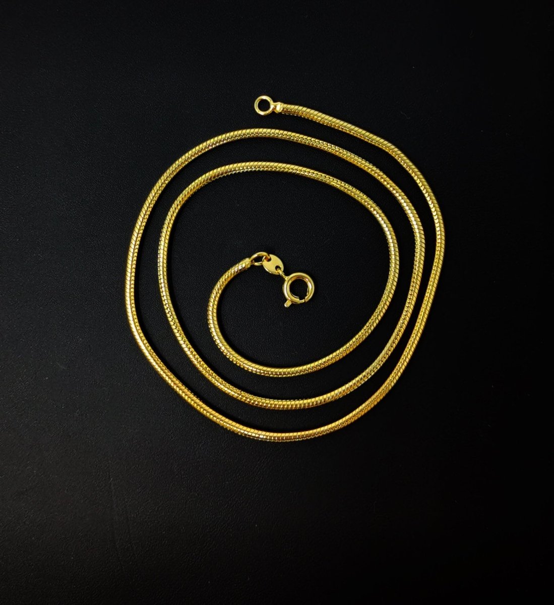 BLOWOUT 18 inch Ready To Use 24K Gold plated 1mm Cocoon Snake Spring Ring Necklace | CN-461 Clearance Pricing - DLUXCA