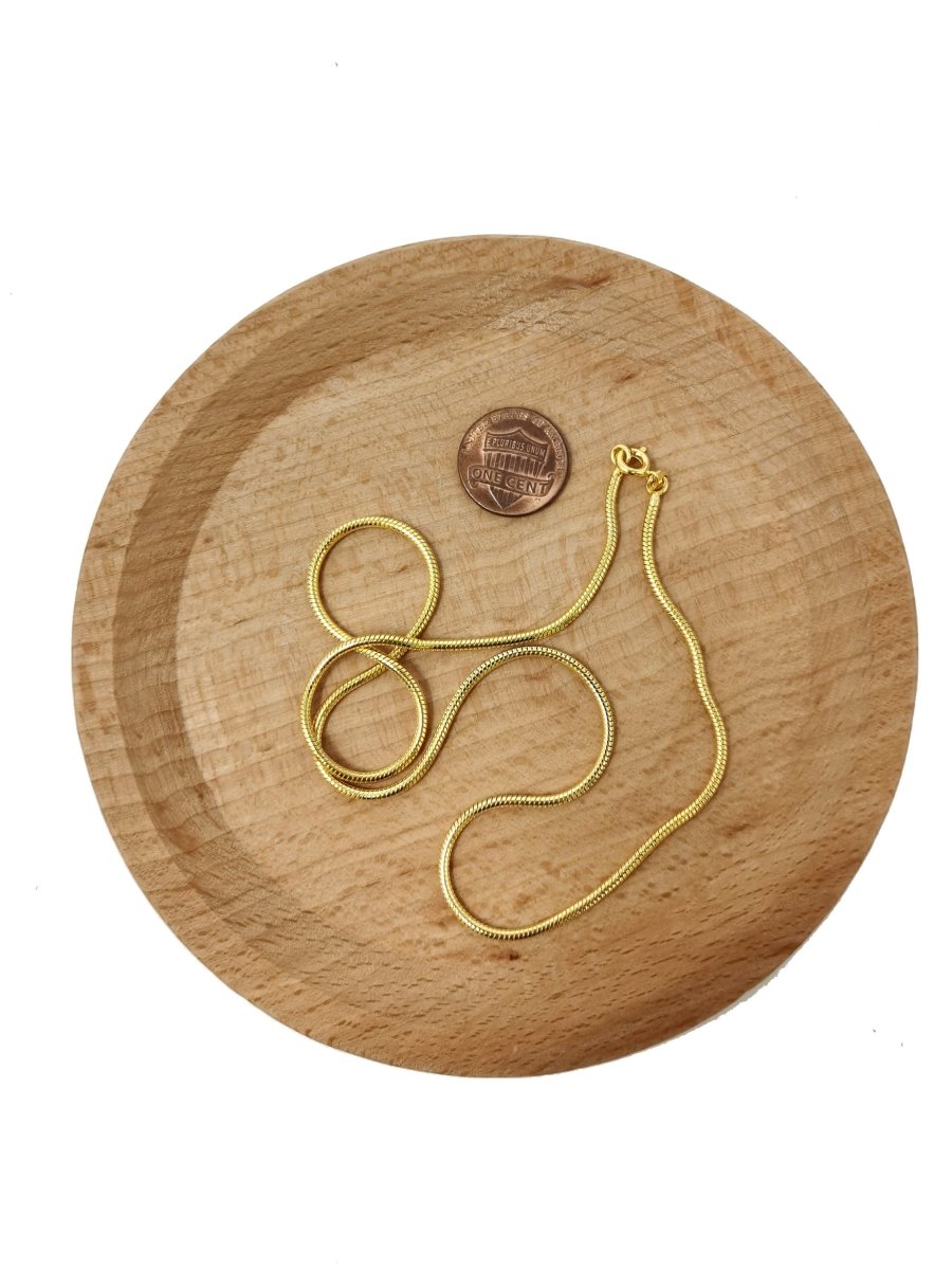 BLOWOUT 18 inch Ready To Use 24K Gold plated 1mm Cocoon Snake Spring Ring Necklace | CN-461 Clearance Pricing - DLUXCA