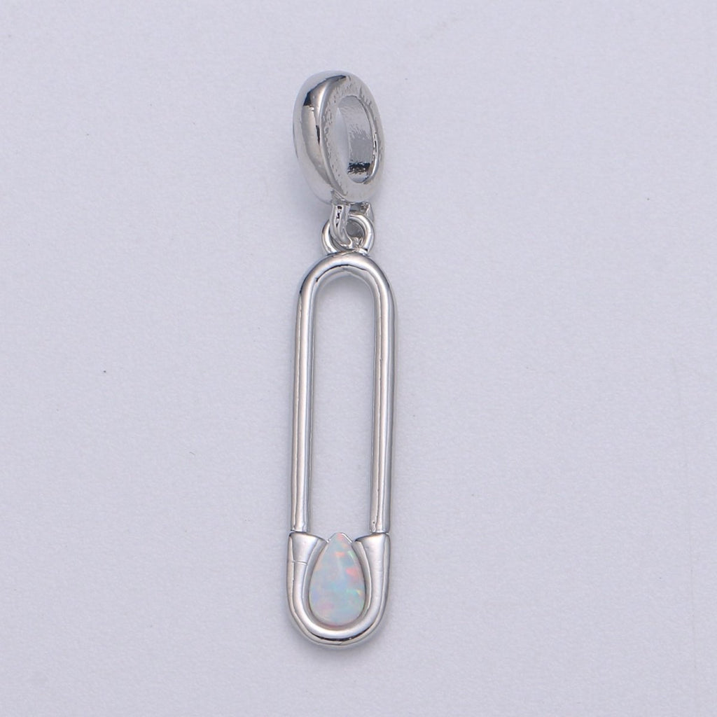 Blue and White Opal White Safety Pin Pendant, Teardrop Opal Charm for Bracelet Earring Necklace H-598 H-599