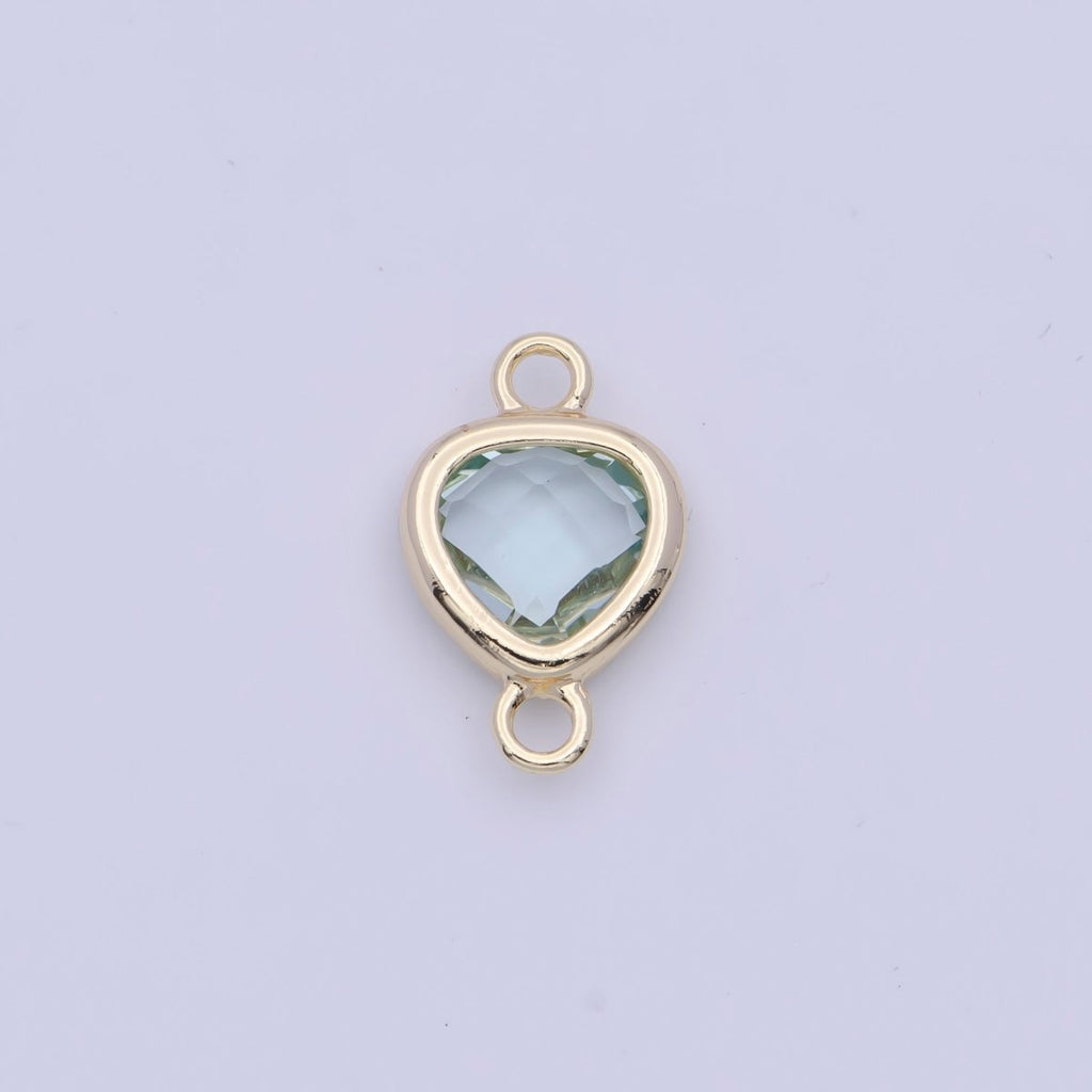 Blue Aqua Triangle Cubic Zirconia Link Connector Jewelry Making Supply G-550 - DLUXCA