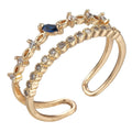 Blue Cubic Ring Double Band Ring for Stacking Jewelry O-992 - DLUXCA