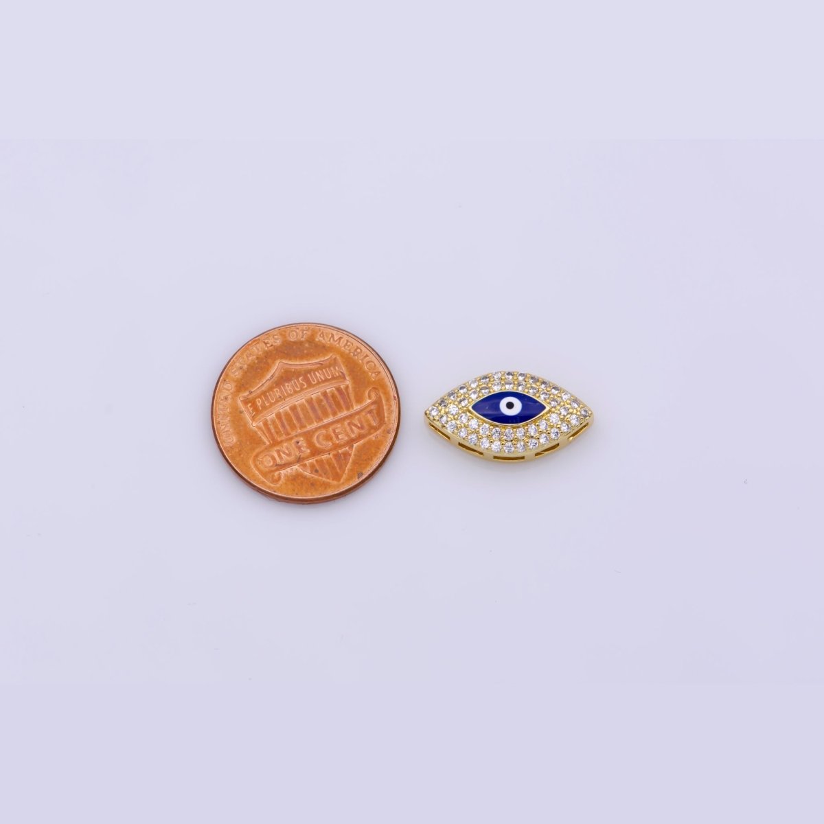 Blue Evil Eye Bead CZ Gold Beads Evil eye Beads Spacer Micro Pave Beads Charm for Bracelet Necklace Supply 18x10mm B-628 - DLUXCA