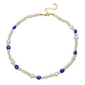 Blue Evil Eye Beaded Choker Necklace for Women Freshwater Pearl Choker Necklace Boho Handmade 18K Gold plated Y2K Jewelry | WA-1024 Clearance Pricing - DLUXCA