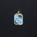 Blue Tag Charm Crescent Moon Star Pendant 14k Gold plated Tile Celestial Charm N-1321 - DLUXCA