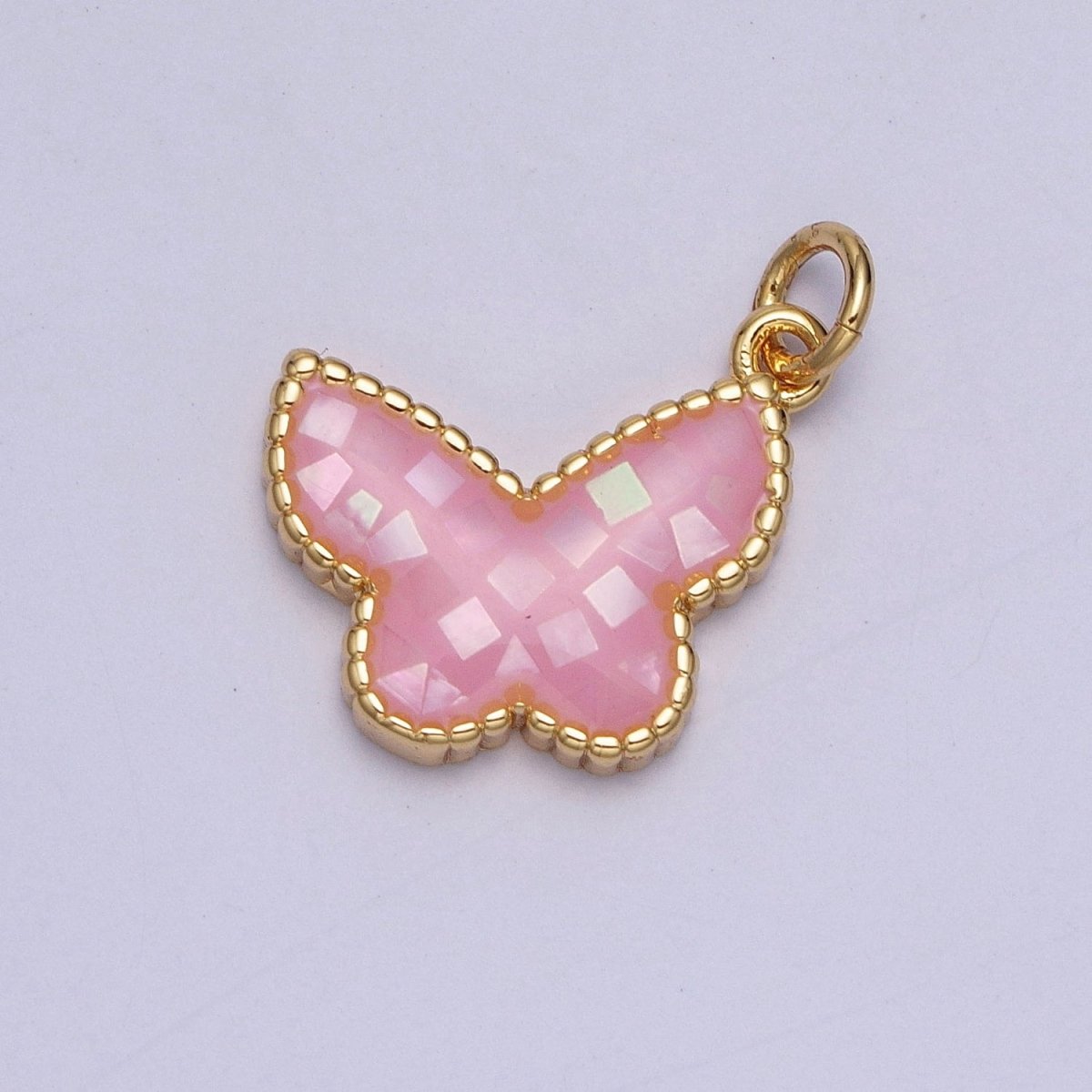 Blue, White, Pink, Purple, Green, Light Blue Opal Mariposa Butterfly Gold Charm For Jewelry Making AG-036~AG-041 - DLUXCA