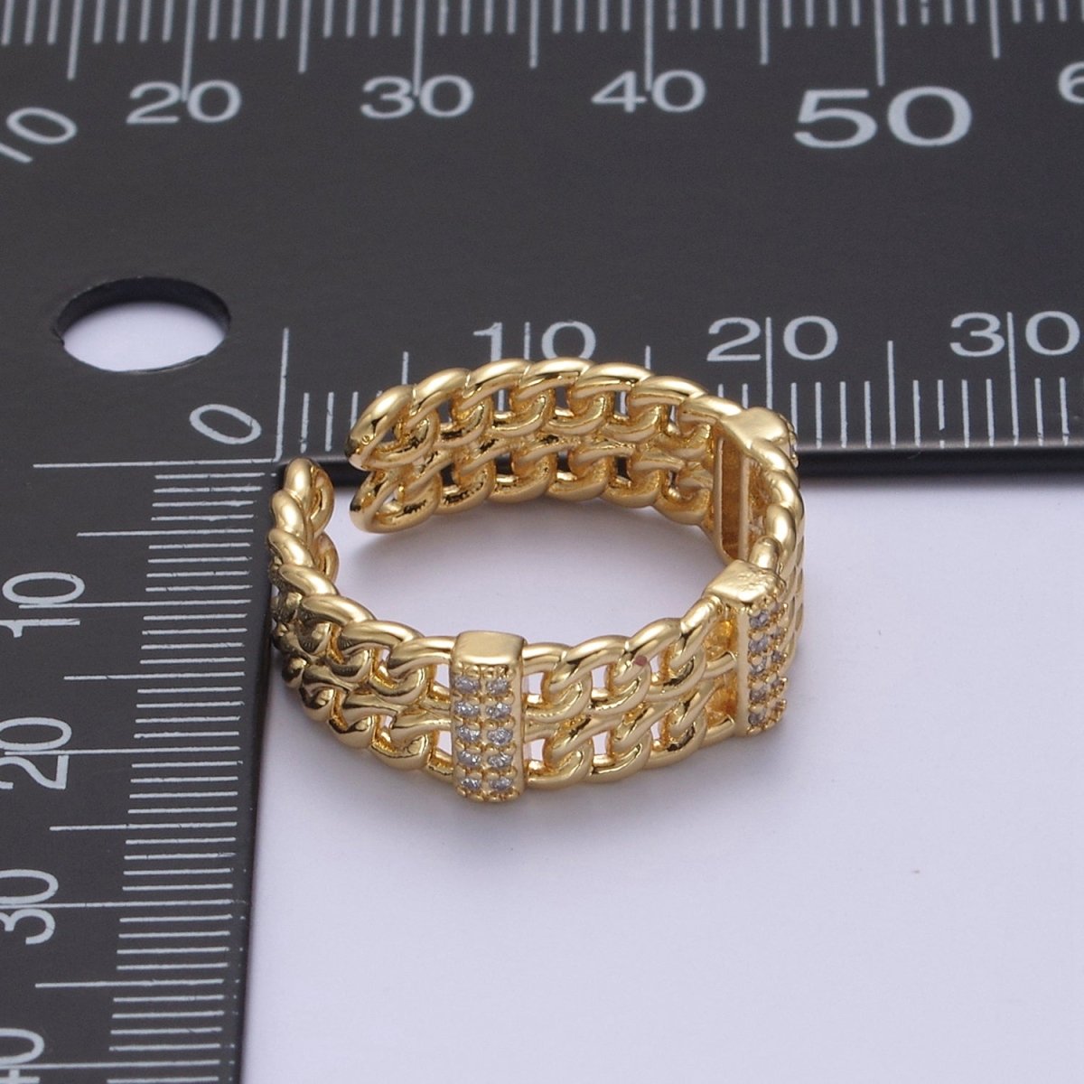 Bold Chain Link Ring Gold plated Open Adjustable Ring U-291 - DLUXCA