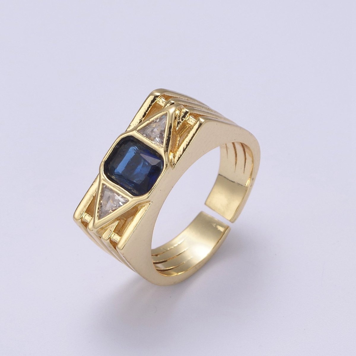 Bold Chunky Cocktail Ring Birthstone CZ Ring Open Adjustable U-079~U-082 U-215 U-216