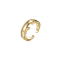 Bold Cz Ring Wide Band Open Adjustable Ring for Stackable Jewelry O-354 - DLUXCA