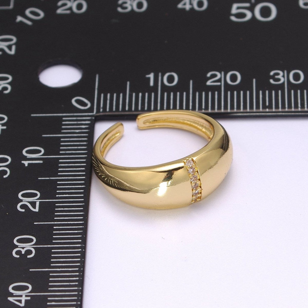 Bold Dome Ring, Adjustable Gold Ring, Chunky Ring, Stackable Ring for Statement Jewelry Birthday Gift Idea for Her woman ring Sz 7.5 S-181 - DLUXCA