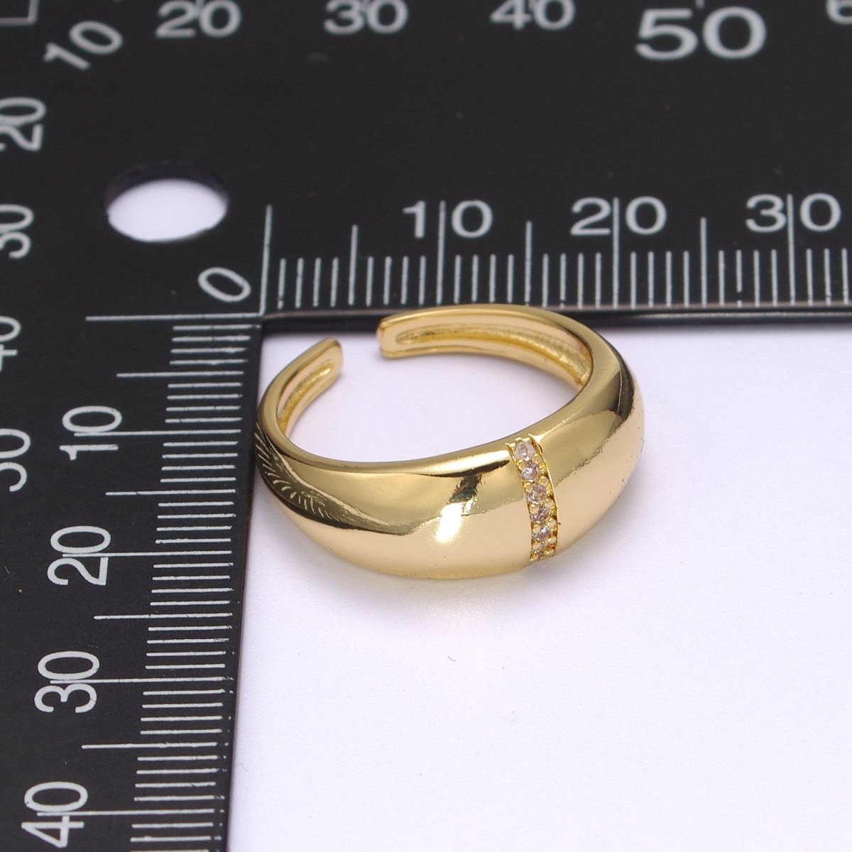 Bold Dome Ring, Adjustable Gold Ring, Chunky Ring, Stackable Ring for Statement Jewelry Birthday Gift Idea for Her woman ring Sz 7.5 S-181 - DLUXCA