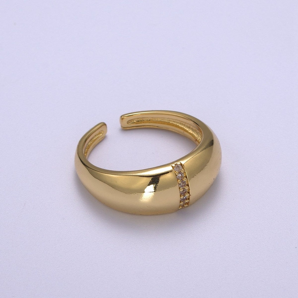 Bold Dome Ring, Adjustable Gold Ring, Chunky Ring, Stackable Ring for Statement Jewelry Birthday Gift Idea for Her woman ring Sz 7.5 S-181 - DLUXCA