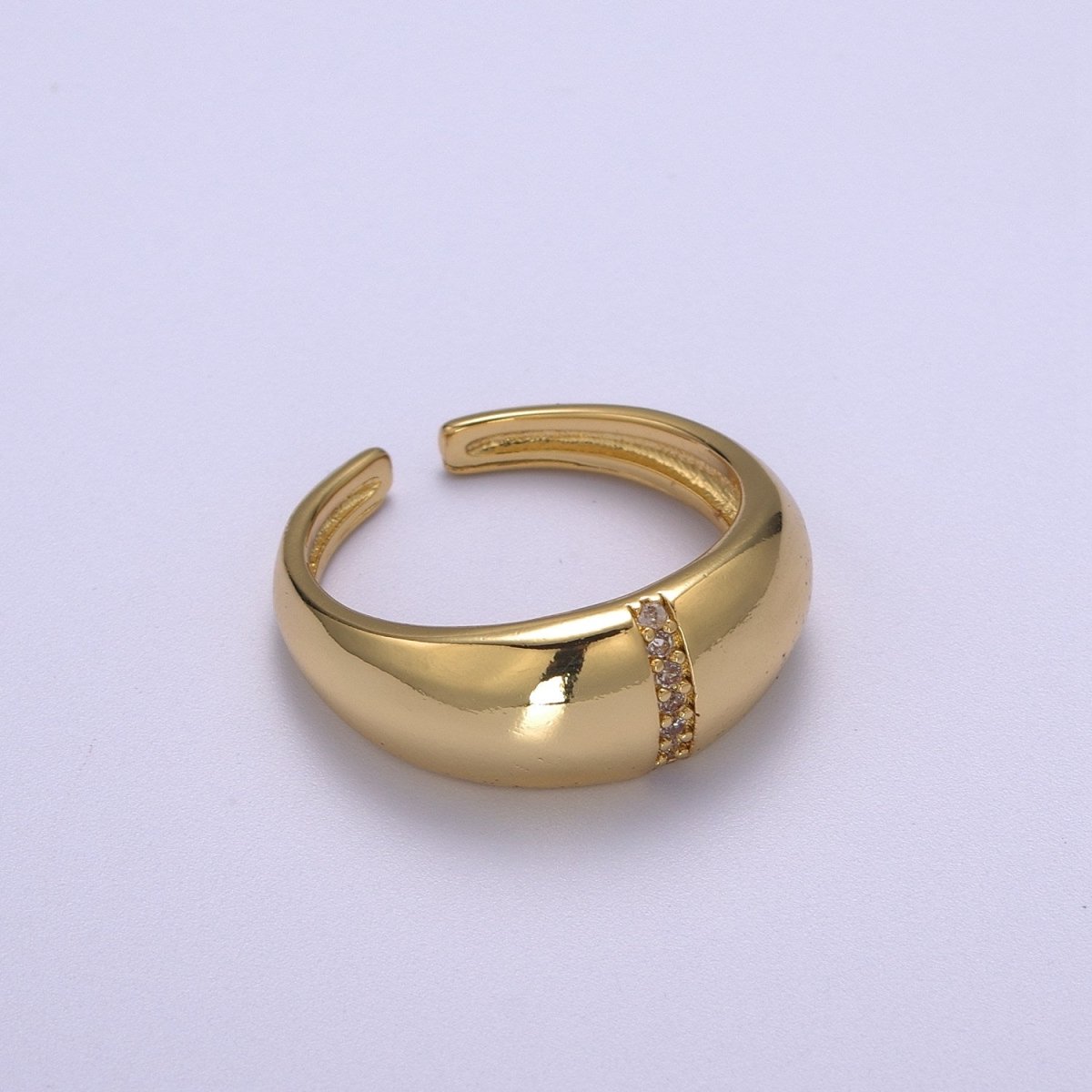 Bold Dome Ring, Adjustable Gold Ring, Chunky Ring, Stackable Ring for Statement Jewelry Birthday Gift Idea for Her woman ring Sz 7.5 S-181 - DLUXCA