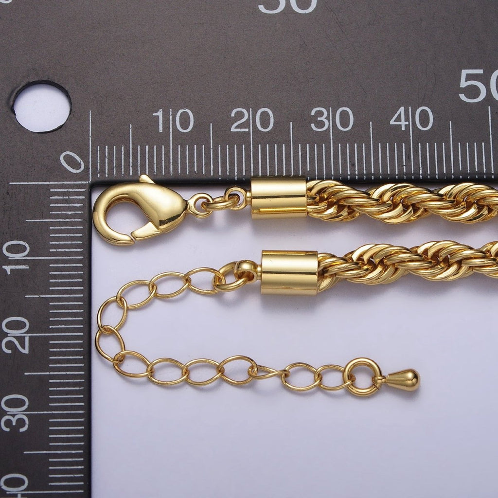 Bold Gold Rope necklace, Thick Chunky chain necklace 5mm Twist Necklace 17", 19.5 inch + 2 inch extender | WA-1532 WA-1533 WA-1534 WA-1535 Clearance Pricing