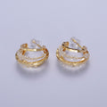 Bold Hoop Earring with Faceted Clear Beads for Woman AE-1021 - DLUXCA