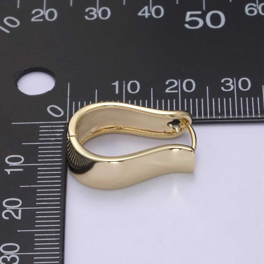 Bold Horseshoe Hoops, Lightweight Gold Oval Hoops, Minimalist Oval Hoops, Simple Gold Oval Hoops, Gold Geometrical Hoops Gold plated T-291 - DLUXCA