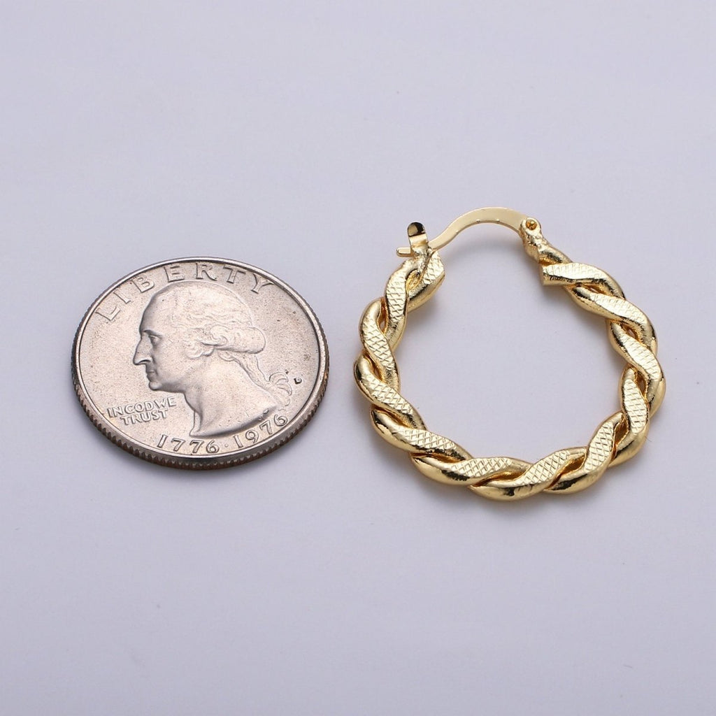 Bold Twisted Hoops in Gold • Minimalist Earrings • Modern Thick Hoops • Perfect Gift for Her Statement Hoops Earring in Vermeil 30mm Hoops Q-237 - DLUXCA