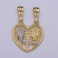 Breakable 24K Gold plated Guadalupe Virgin Heart "Te Amo" Pendant Necklace - Cadena "Virgen de Guadalupe H-169 - DLUXCA