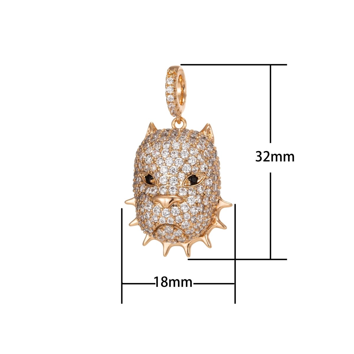 Bulldog Pendant Two Tone Iced Out 18k Gold plated Designer Inspired Hip Hop Trendy Statement NecklacePendant I-199 - DLUXCA