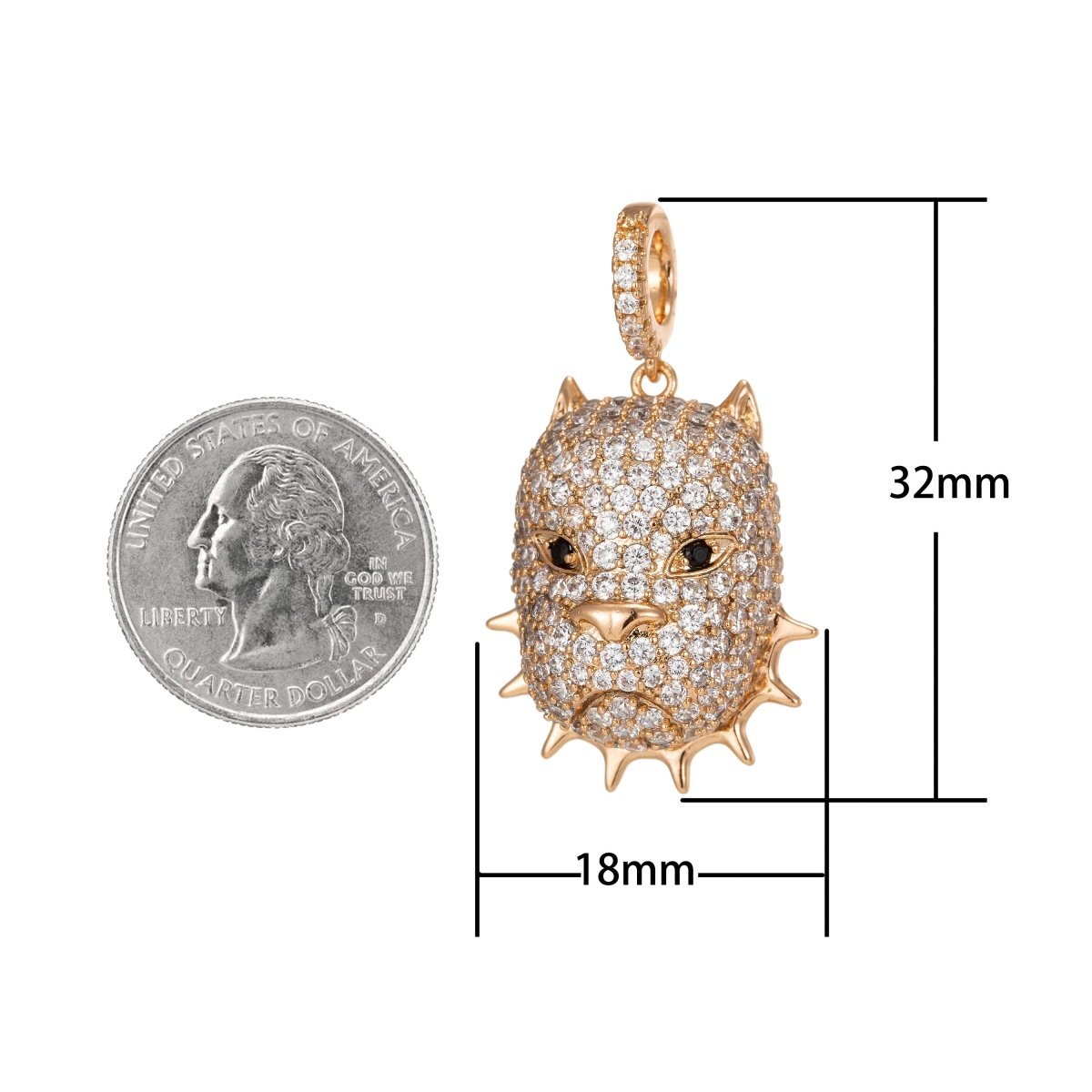 Bulldog Pendant Two Tone Iced Out 18k Gold plated Designer Inspired Hip Hop Trendy Statement NecklacePendant I-199 - DLUXCA