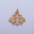 Bumble Bee Gold Micro Paved Cubic Zirconia Insect Charm For Jewelry Making | X-238 - DLUXCA