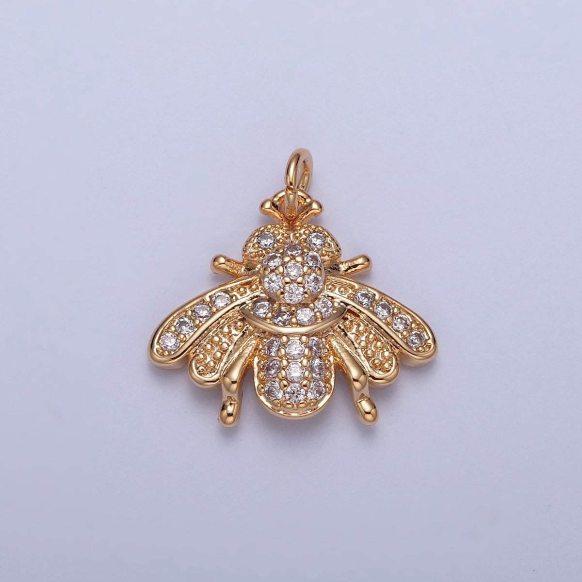 Bumble Bee Gold Micro Paved Cubic Zirconia Insect Charm For Jewelry Making | X-238 - DLUXCA