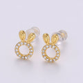 Bunny Stud Earrings • Rabbit Earrings • Rabbit Jewelry • Gold Micro Pave Animal Earrings • Stud Earrings • Valentine gift• Cute Earrings Q-364 - DLUXCA