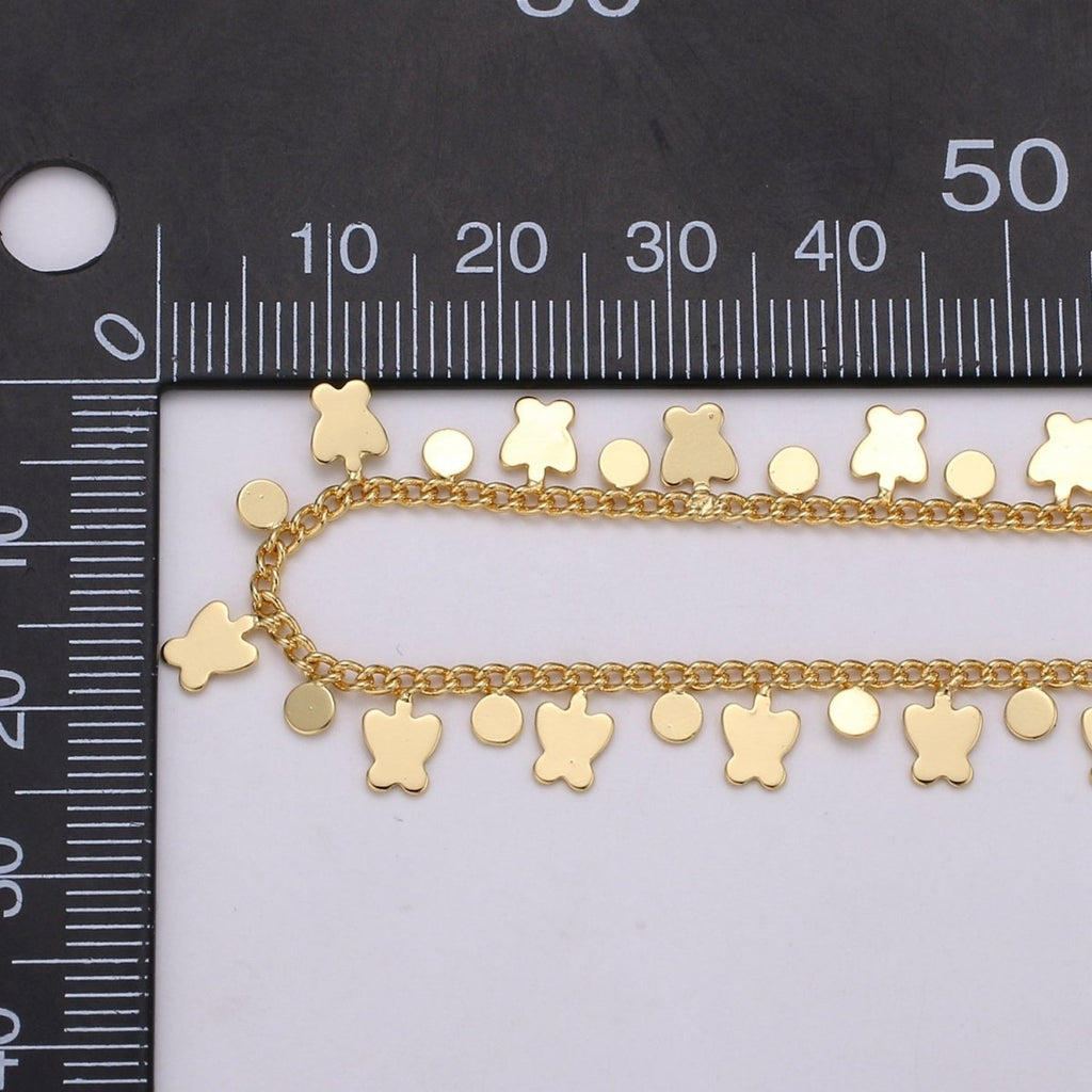 Butterfly Charm, 24K Gold plated Chain By Yard, Balloon Charm Chain, Wholesale Bilk Roll Chain For Jewelry Making, Width 5mm, CURB DESIGNED Unfinished Chain | ROLL-352 Clearance Pricing - DLUXCA