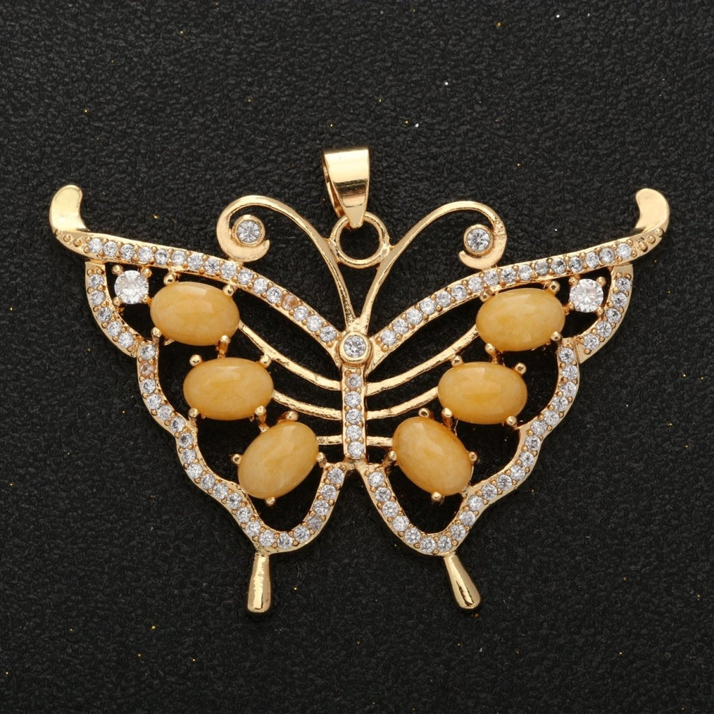 Butterfly Jade Charm 18k Gold Filed Mariposa Medallion Charm Monarch Butterfly Pendant for Statement Jewelry Supply AH-337~AH-339