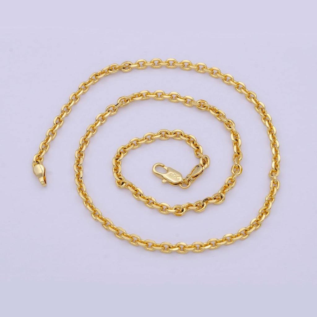 Cable Chain necklace, 24k gold plated chain Dainty gold plated chain, minimalist necklace 17.7 inch chain | WA-809 Clearance Pricing - DLUXCA