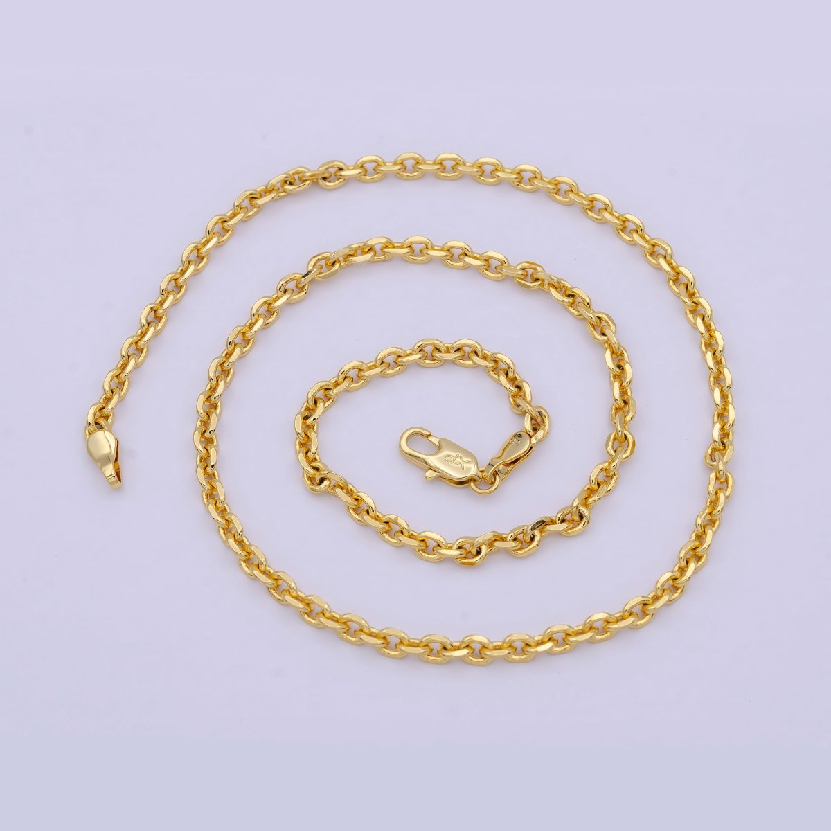 Cable Chain necklace, 24k gold plated chain Dainty gold plated chain, minimalist necklace 17.7 inch chain | WA-809 Clearance Pricing - DLUXCA