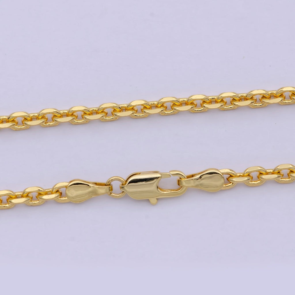 Cable Chain necklace, 24k gold plated chain Dainty gold plated chain, minimalist necklace 17.7 inch chain | WA-809 Clearance Pricing - DLUXCA