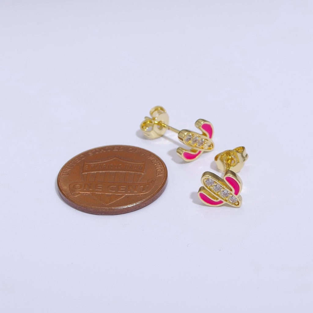 Cactus earrings, gold cactus stud earrings, tiny studs, dainty small studs, minimalist Succulent stud Earring T-145 ~ T-149 - DLUXCA